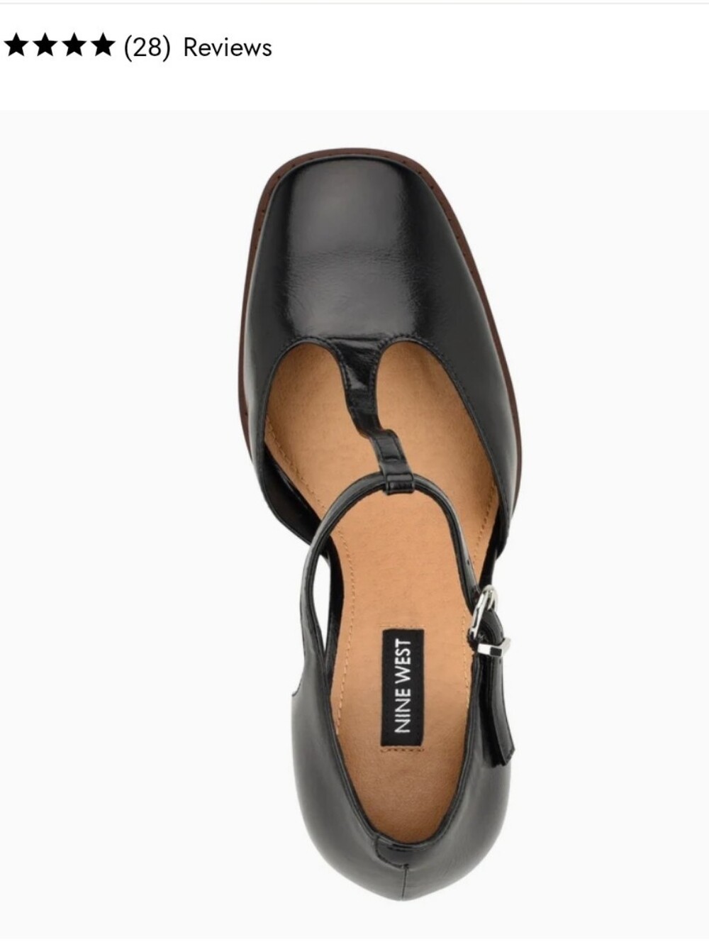 Nine West Womens Janky Black T-Strap Buckle Square-Toe Block Heel Pumps Sz. 8.